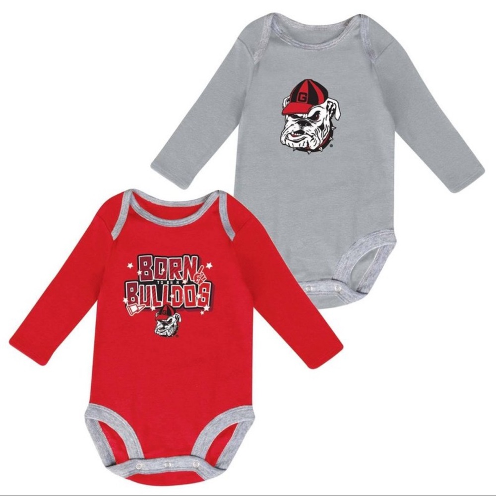 NCAA Georgia Bulldogs Boys' 2pk Long Sleeve Bodysuit - 3-6M
